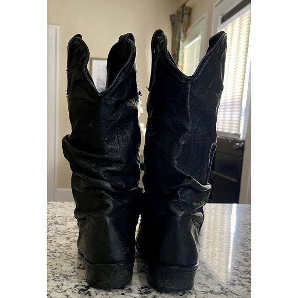 COPY - VTG Dingo | Slouchy Cowboy Boots Black Pigskin Leather Biker Made in USA… - Picture 3 of 9